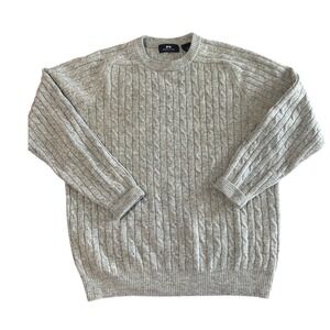 Woods & Gray 100% Lambswool Cable Knit Sweater Mens Medium Gray